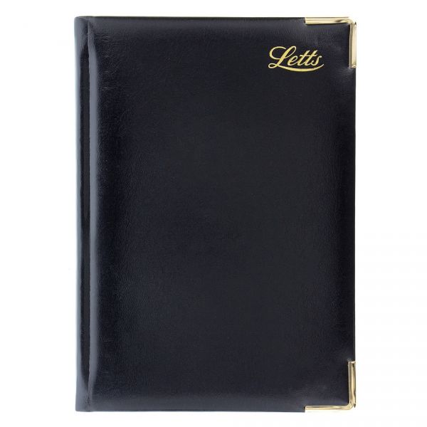Ежедневник LETTS LEXICON A5 недатир. искусст. кожа белые страницы позолоч. срез метал. уголки черный